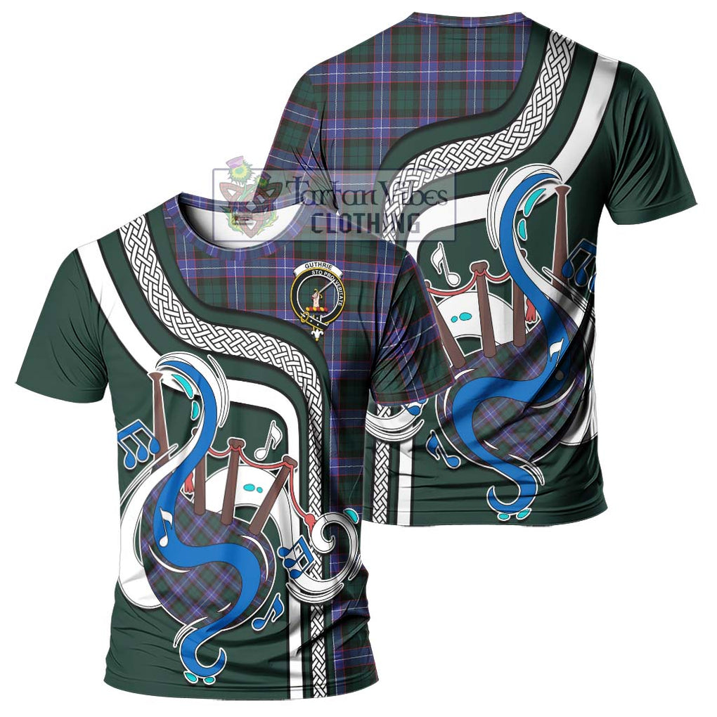 Guthrie Modern Tartan T-Shirt with Epic Bagpipe Style - Tartanvibesclothing Shop