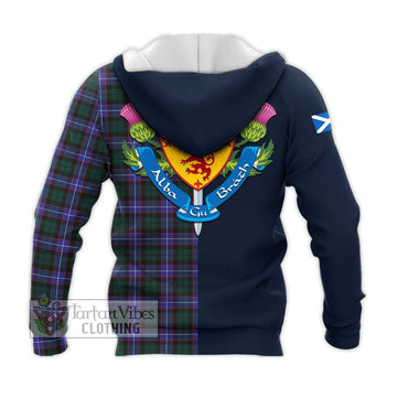 Guthrie Modern Tartan Knitted Hoodie Alba with Scottish Lion Royal Arm Half Style