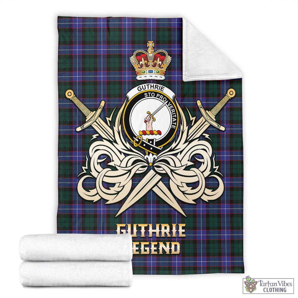 Tartan Vibes Clothing Guthrie Modern Tartan Blanket with Clan Crest and the Golden Sword of Courageous Legacy