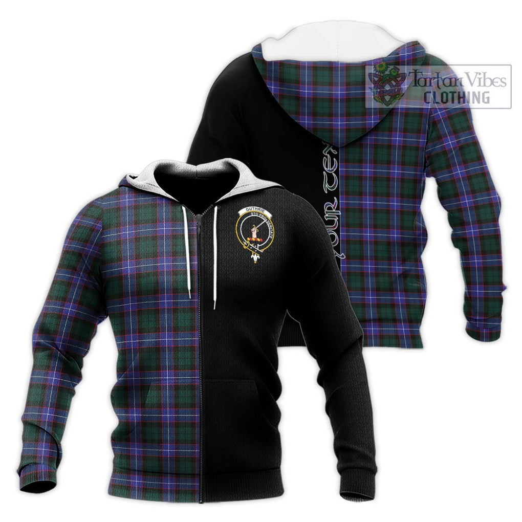 Guthrie Modern Tartan Knitted Hoodie with Family Crest and Half Of Me Style Unisex Knitted Zip Hoodie - Tartanvibesclothing Shop