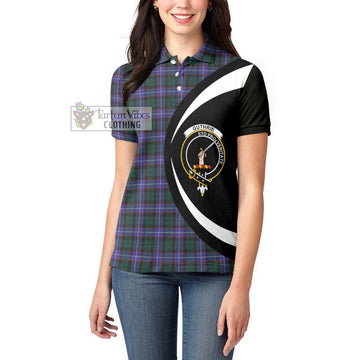 Guthrie Modern Tartan Women's Polo Shirt with Family Crest Circle Style