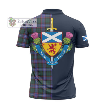 Guthrie Modern Tartan Zipper Polo Shirt Alba with Scottish Lion Royal Arm Half Style