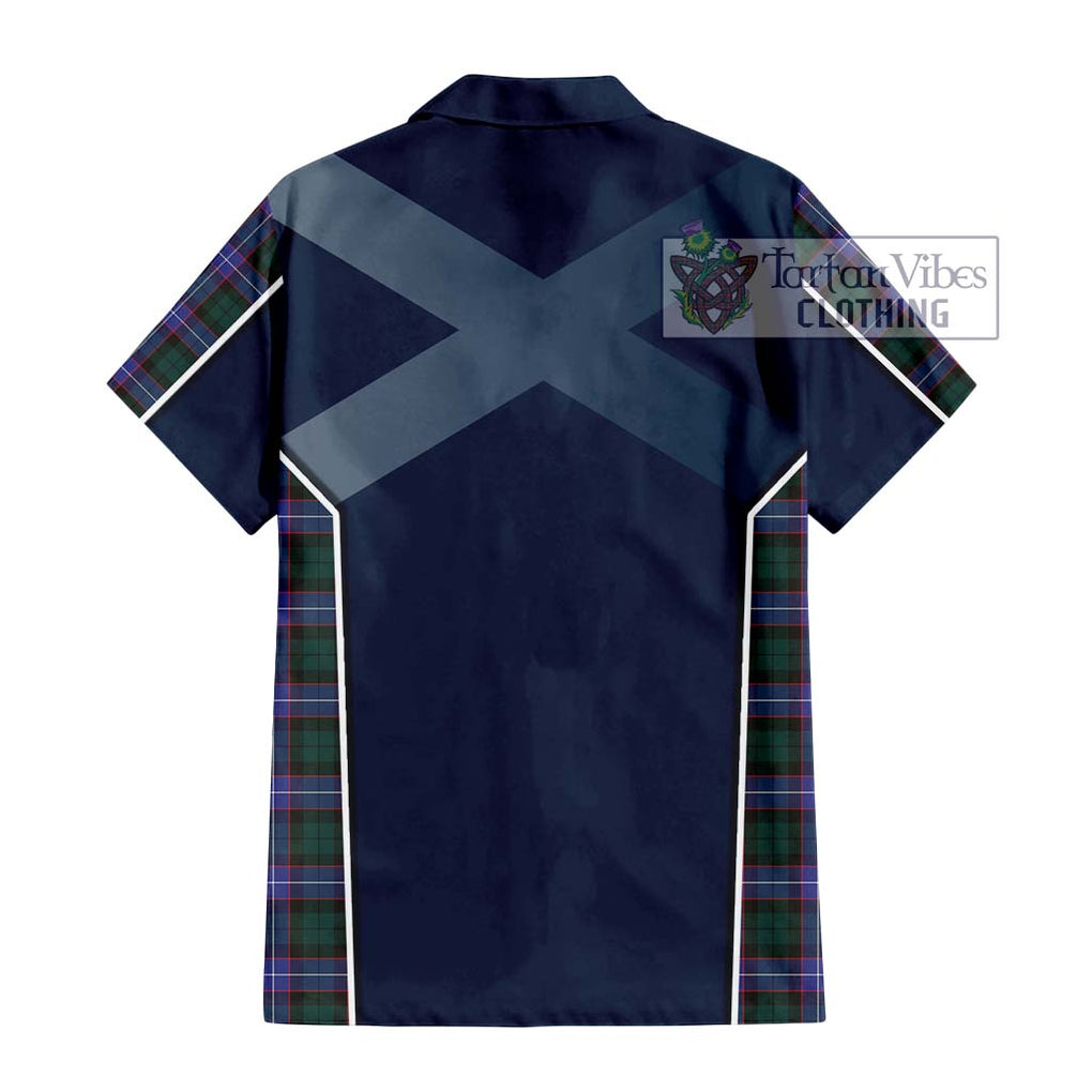 Guthrie Modern Tartan Short Sleeve Button Shirt with Family Crest and Lion Rampant Vibes Sport Style - Tartan Vibes Clothing