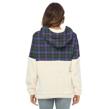 Guthrie Modern Tartan Women's Borg Fleece Hoodie With Half Zip with Family Crest