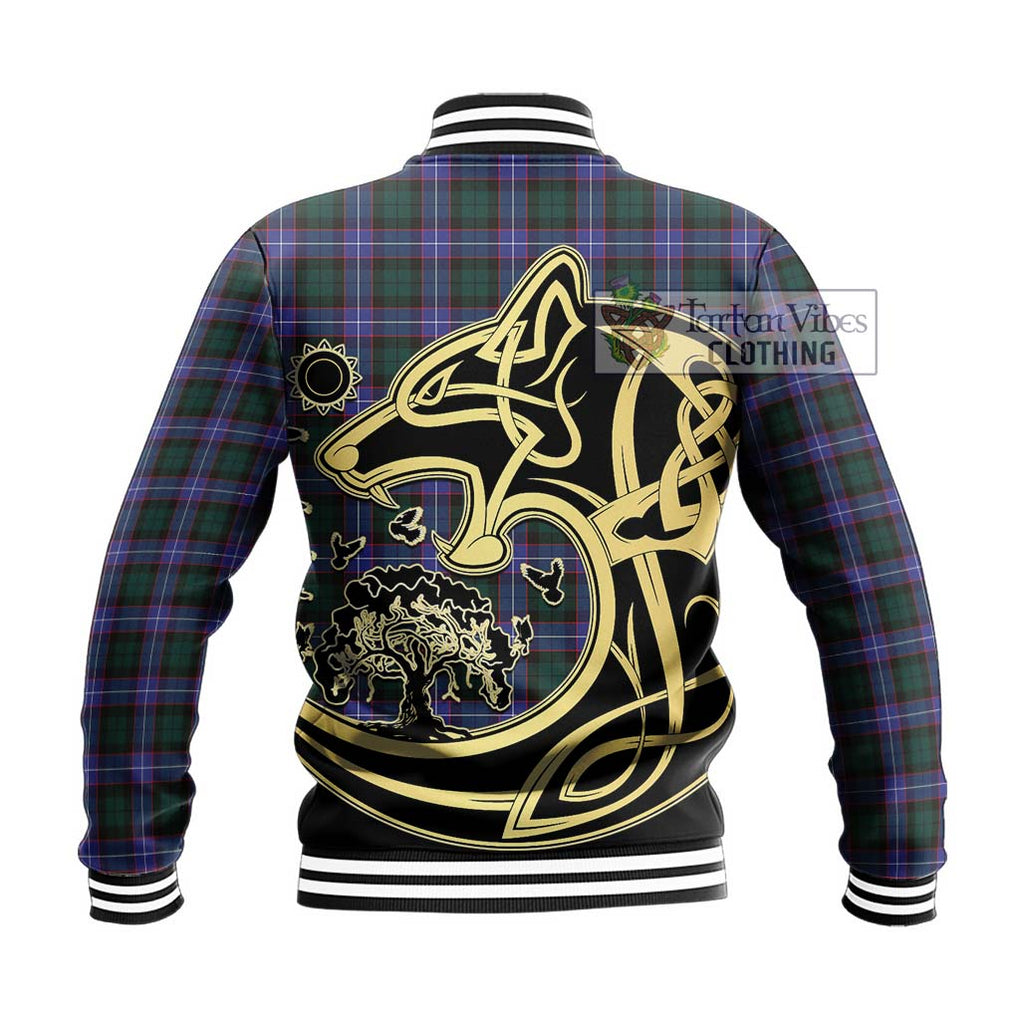 Guthrie Modern Tartan Baseball Jacket with Family Crest Celtic Wolf Style - Tartan Vibes Clothing