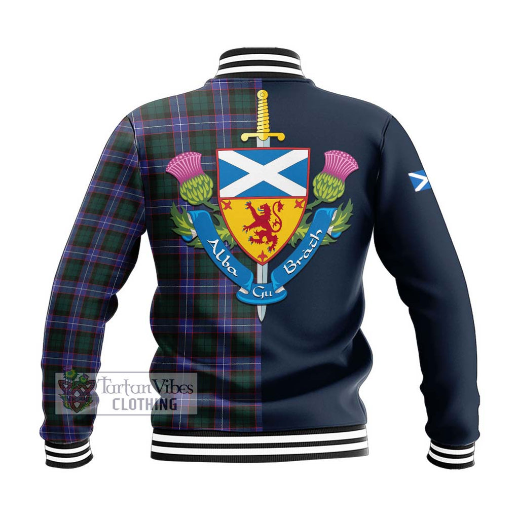 Tartan Vibes Clothing Guthrie Modern Tartan Baseball Jacket with Scottish Lion Royal Arm Half Style