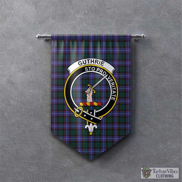 Guthrie Modern Tartan Gonfalon, Tartan Banner with Family Crest