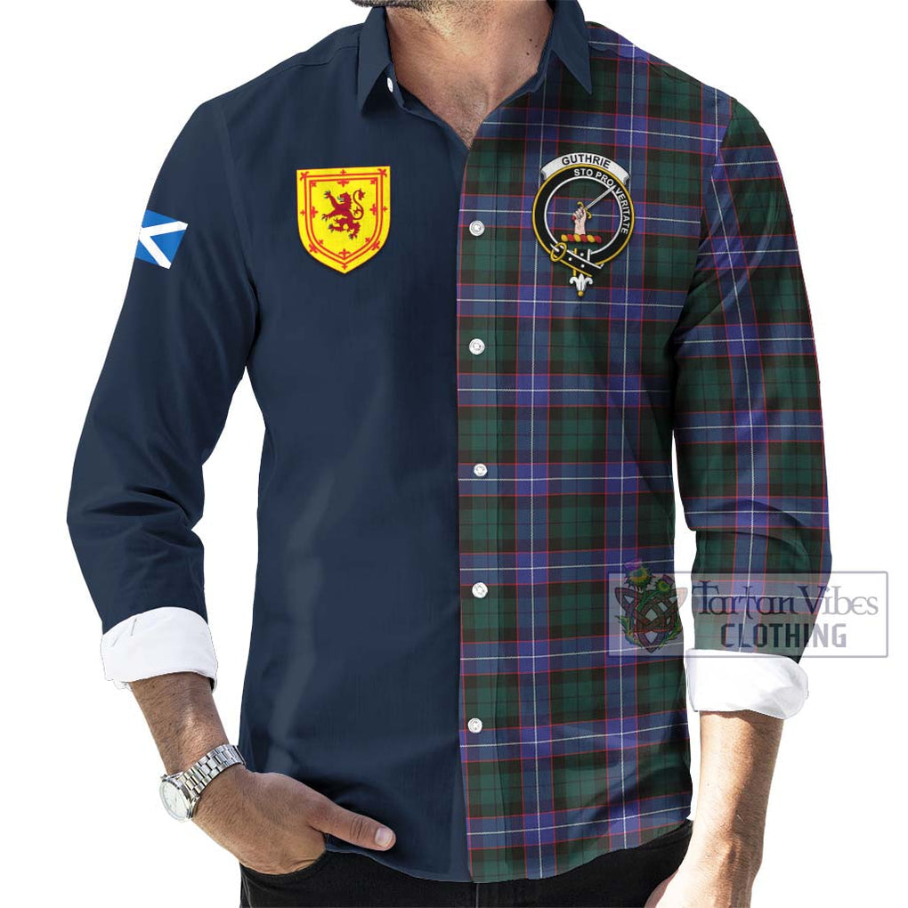 Tartan Vibes Clothing Guthrie Modern Tartan Long Sleeve Button Shirt with Scottish Lion Royal Arm Half Style