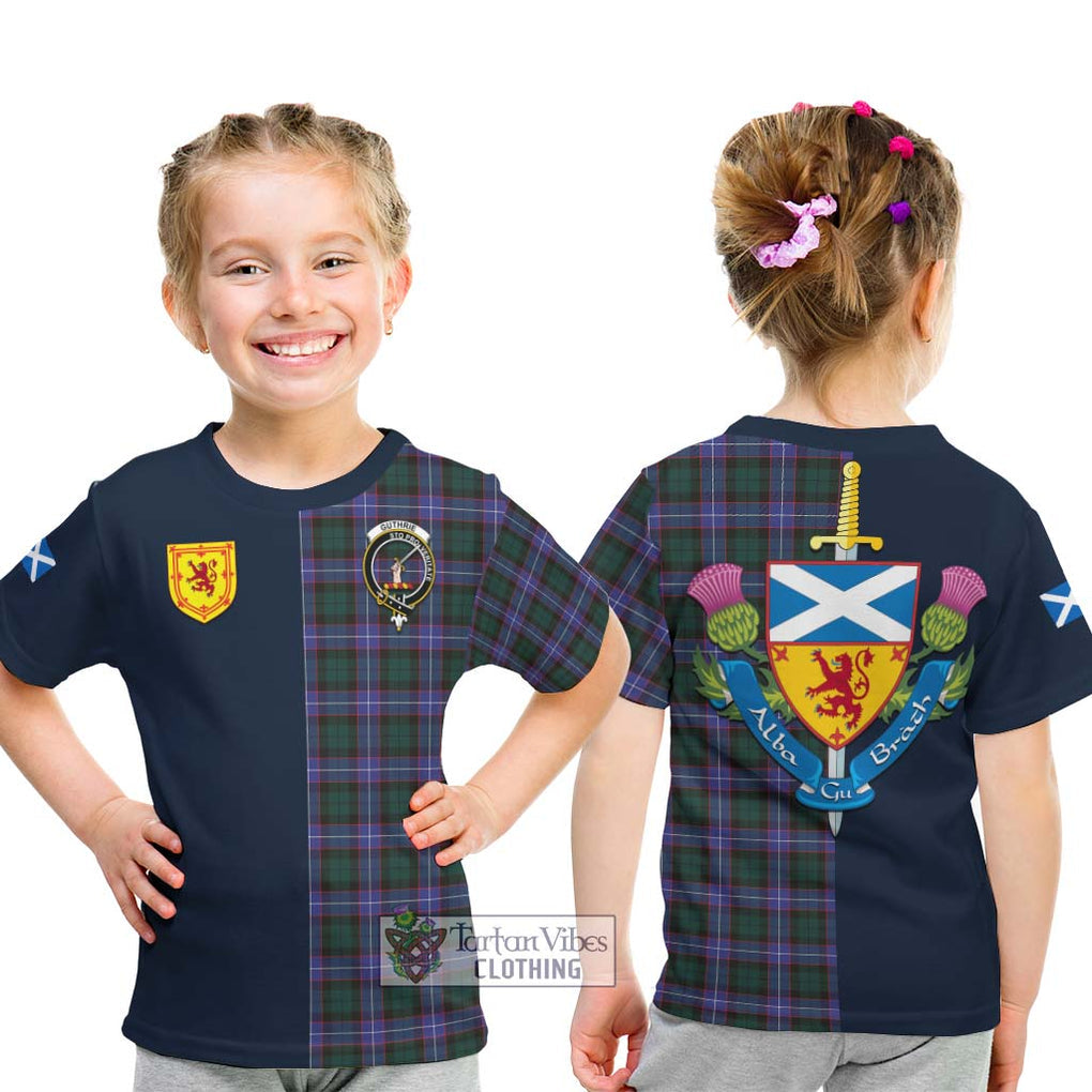 Tartan Vibes Clothing Guthrie Modern Tartan Kid T-Shirt with Scottish Lion Royal Arm Half Style