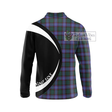 Guthrie Modern Tartan Long Sleeve Polo Shirt with Family Crest Circle Style