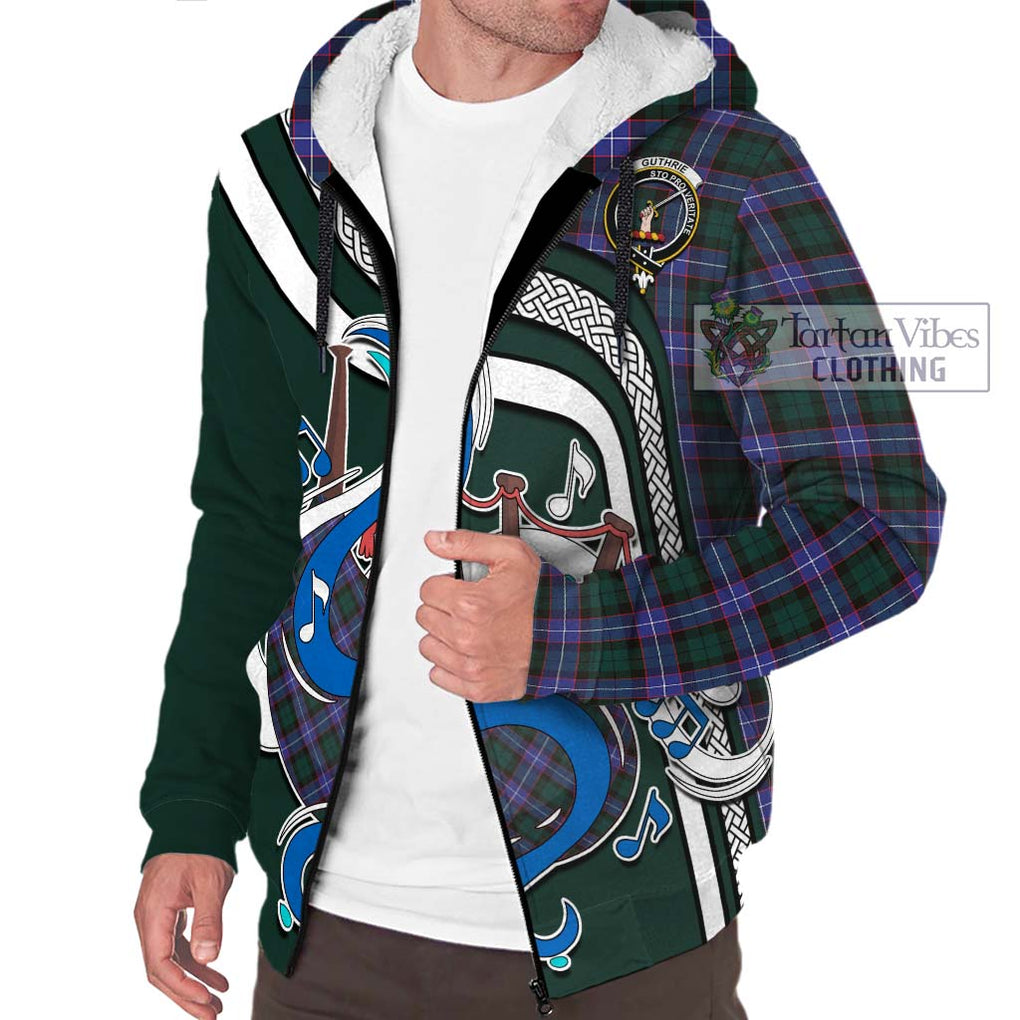 Guthrie Modern Tartan Sherpa Hoodie with Epic Bagpipe Style Unisex - Tartanvibesclothing Shop