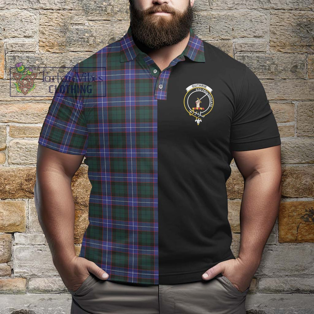 Guthrie Modern Tartan Polo Shirt with Family Crest and Half Of Me Style - Tartanvibesclothing Shop