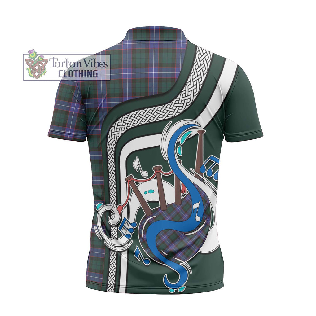 Guthrie Modern Tartan Zipper Polo Shirt with Epic Bagpipe Style - Tartanvibesclothing Shop