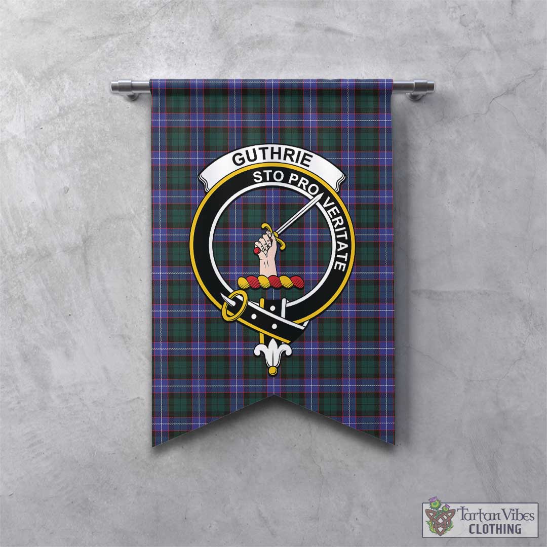 Tartan Vibes Clothing Guthrie Modern Tartan Gonfalon, Tartan Banner with Family Crest