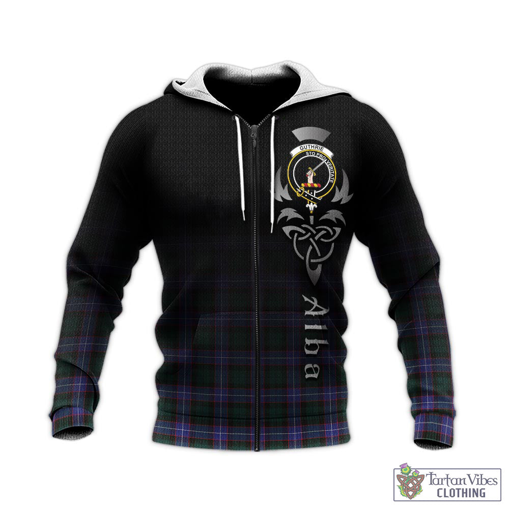 Tartan Vibes Clothing Guthrie Modern Tartan Knitted Hoodie Featuring Alba Gu Brath Family Crest Celtic Inspired