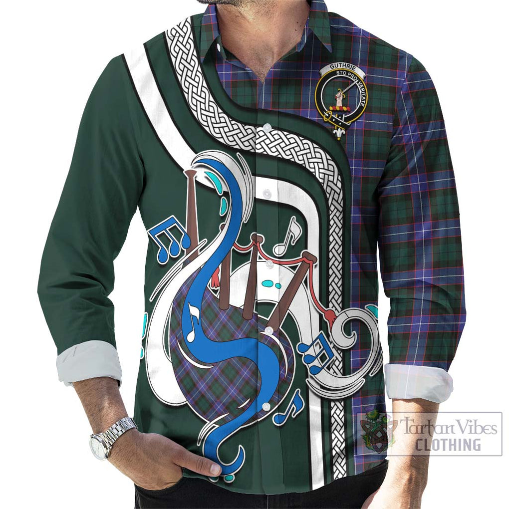 Guthrie Modern Tartan Long Sleeve Button Shirt with Epic Bagpipe Style - Tartanvibesclothing Shop