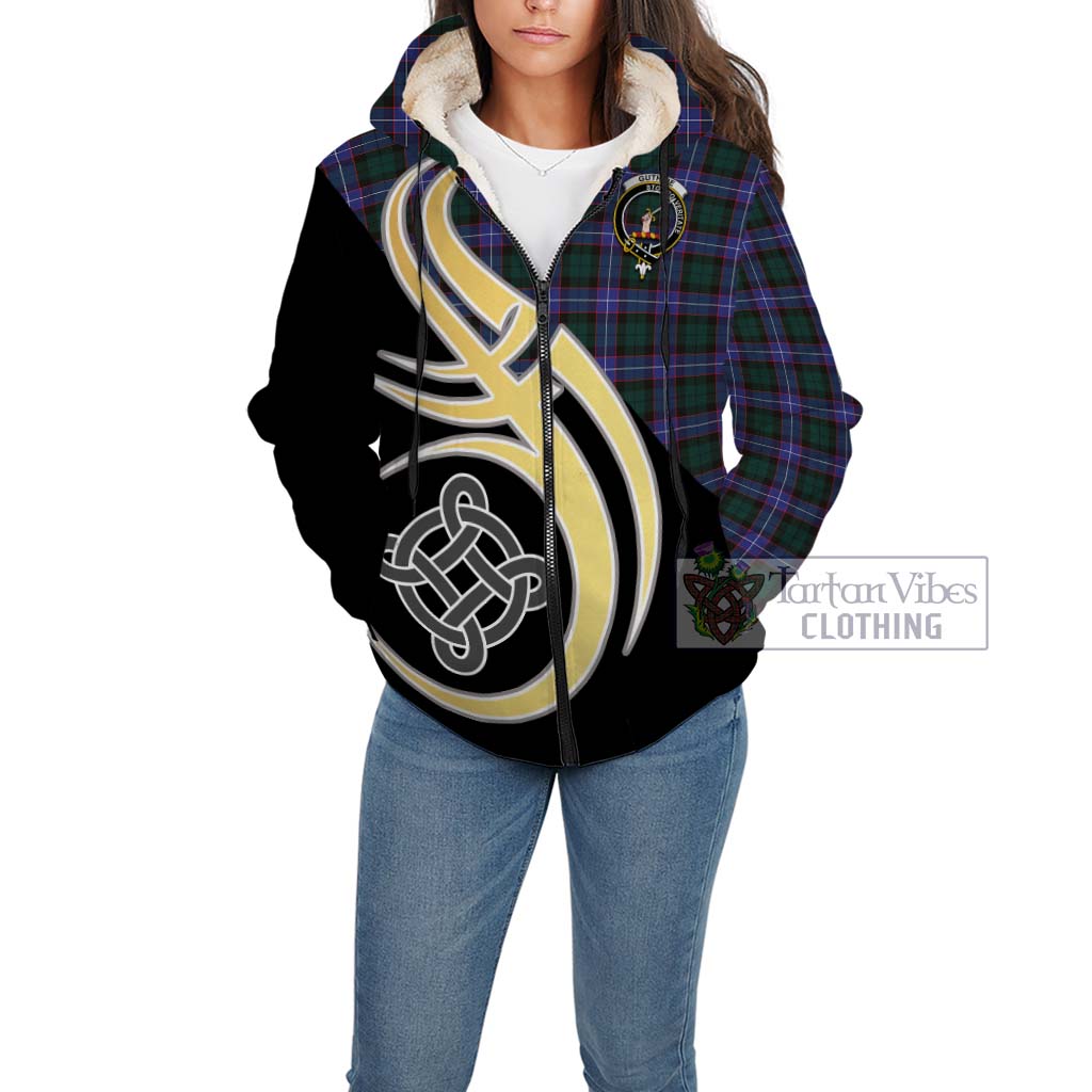 Guthrie Modern Tartan Sherpa Hoodie with Family Crest and Celtic Symbol Style Unisex - Tartan Vibes Clothing