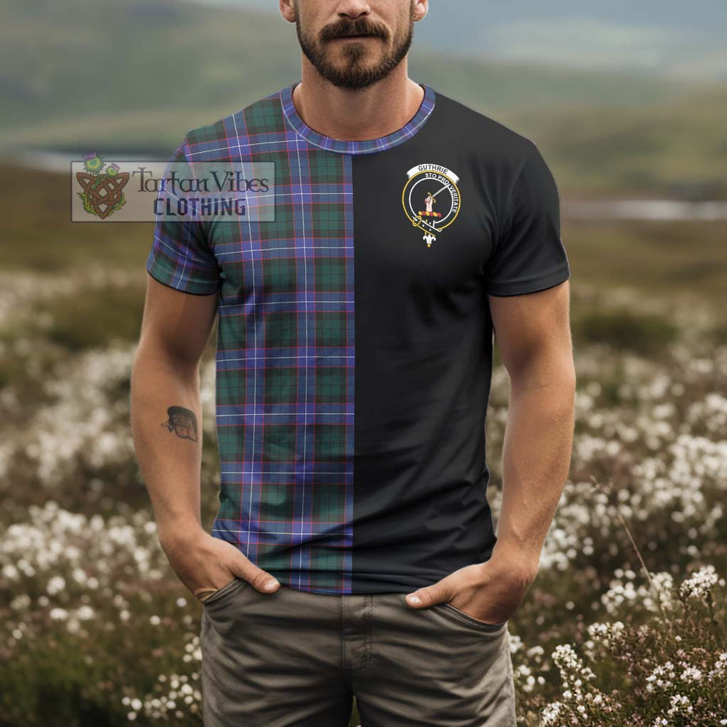 Guthrie Modern Tartan T-Shirt with Family Crest and Half Of Me Style - Tartanvibesclothing Shop