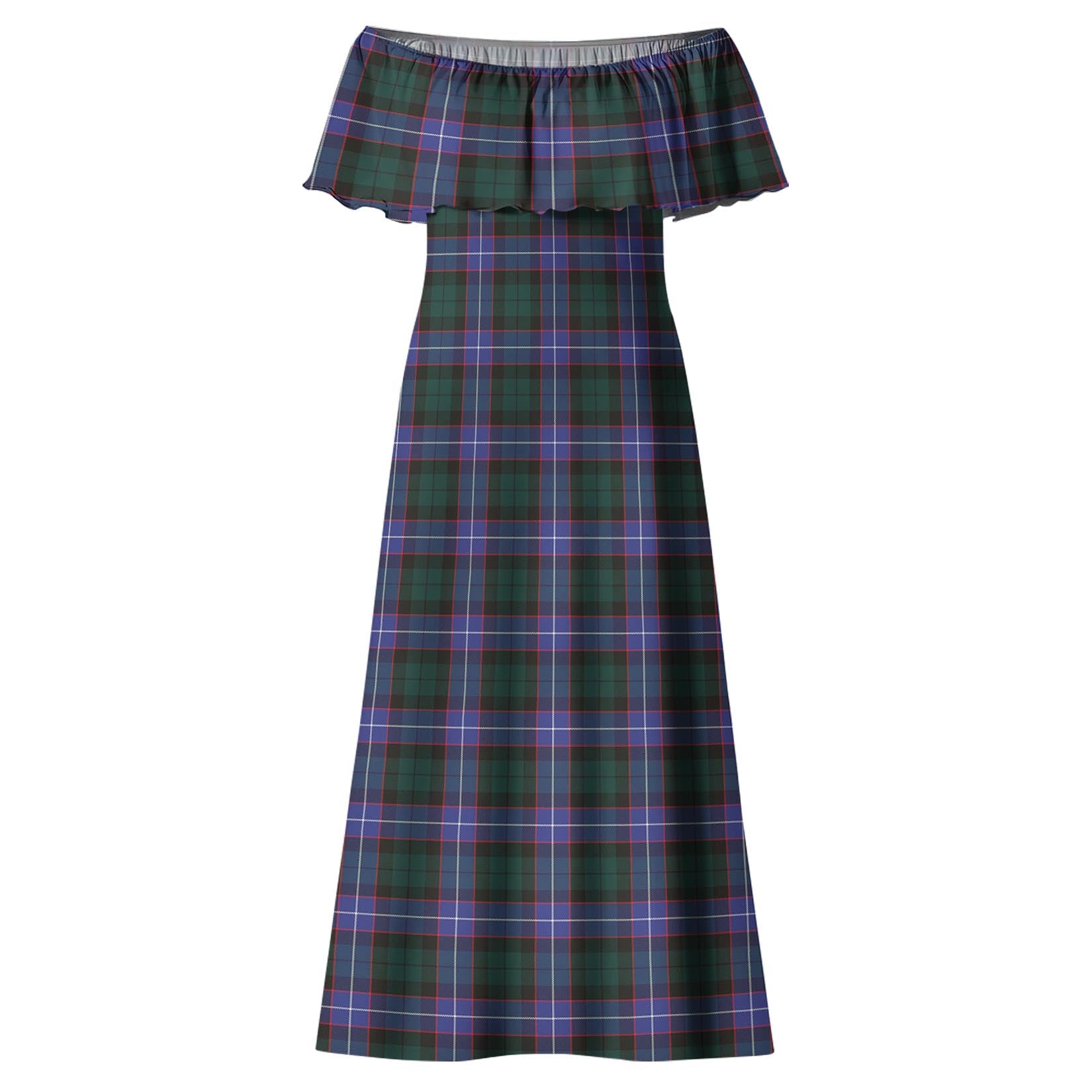 Guthrie Modern Tartan Off Shoulder Long Dress - Tartanvibesclothing