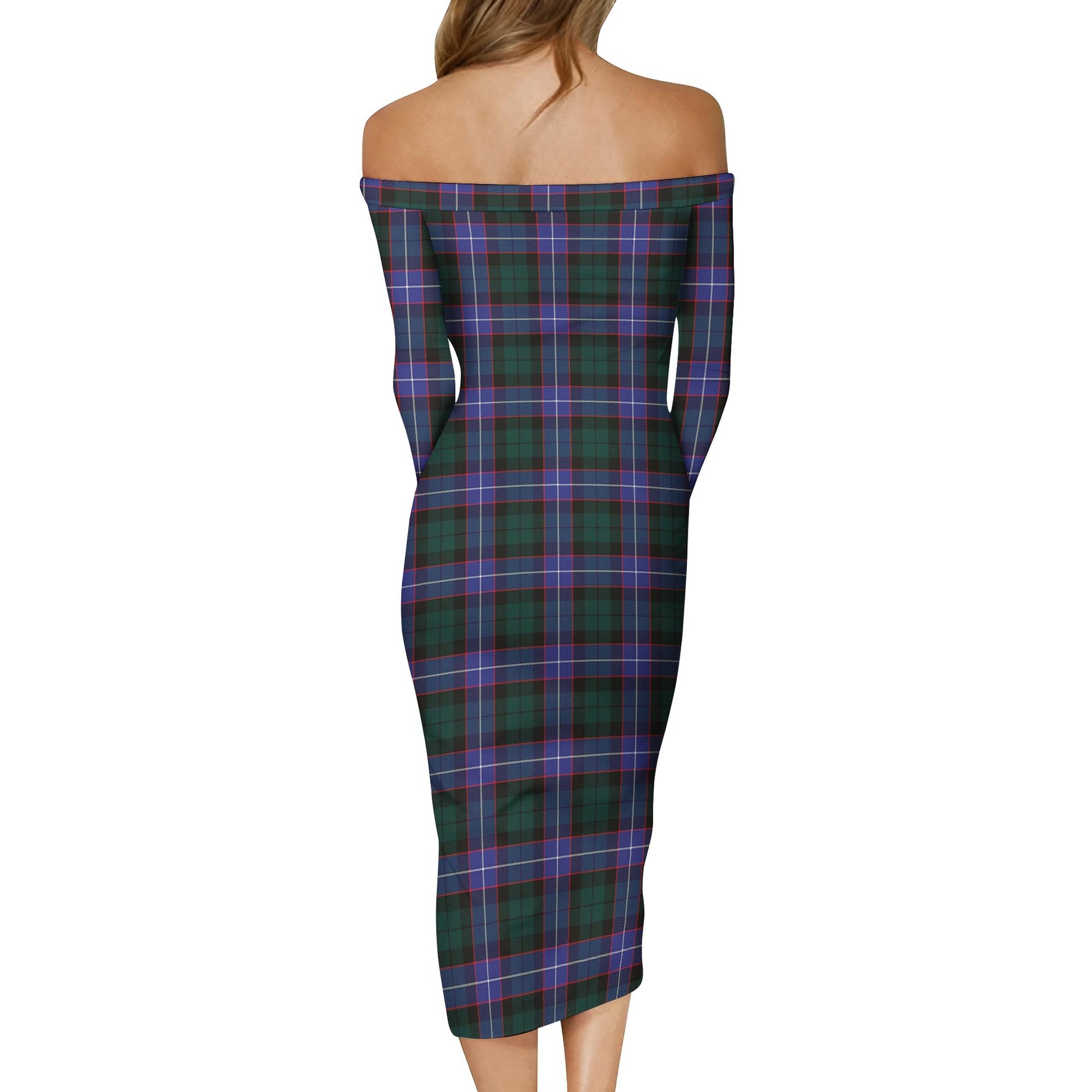 Guthrie Modern Tartan Off Shoulder Lady Dress - Tartanvibesclothing