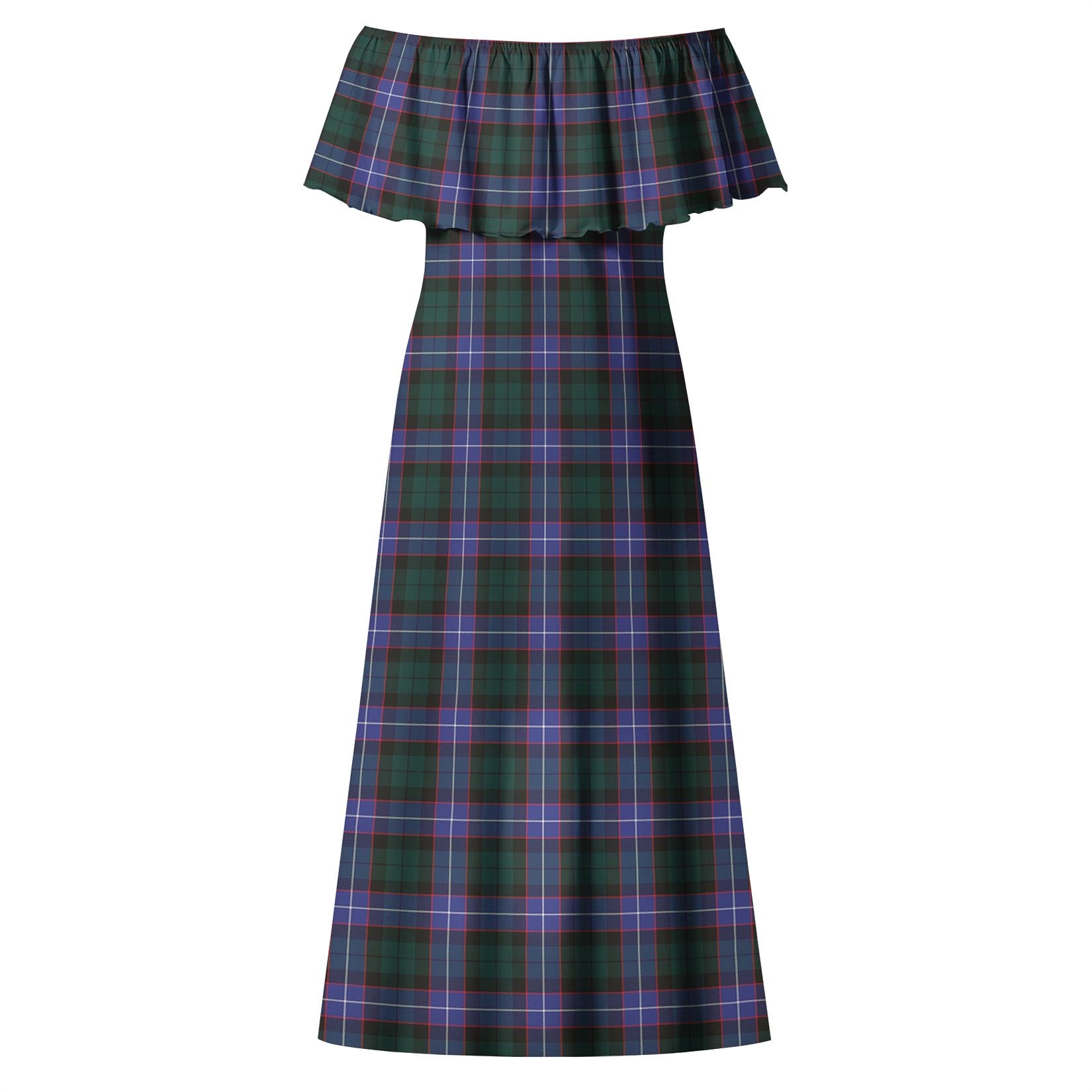 Guthrie Modern Tartan Off Shoulder Long Dress - Tartanvibesclothing