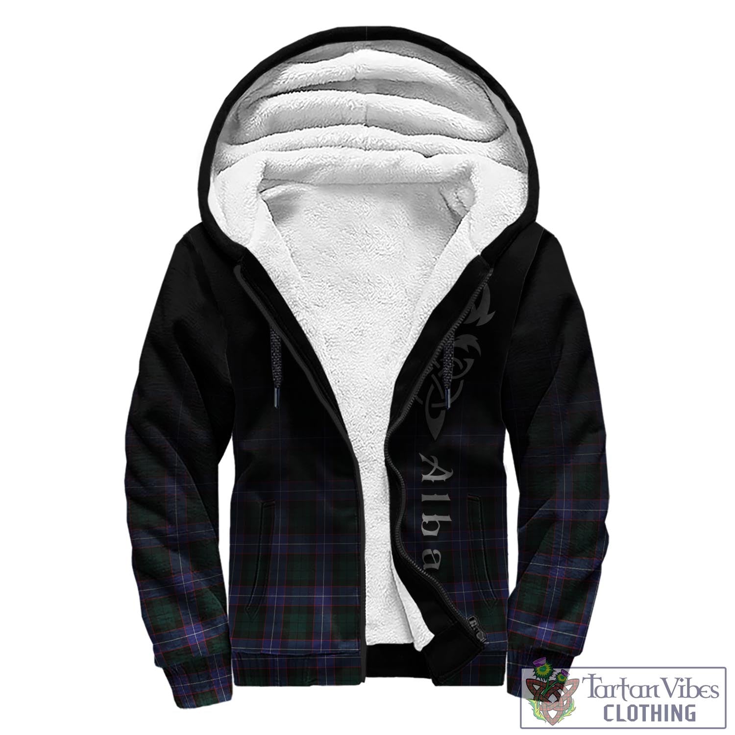 Tartan Vibes Clothing Guthrie Modern Tartan Sherpa Hoodie Featuring Alba Gu Brath Family Crest Celtic Inspired