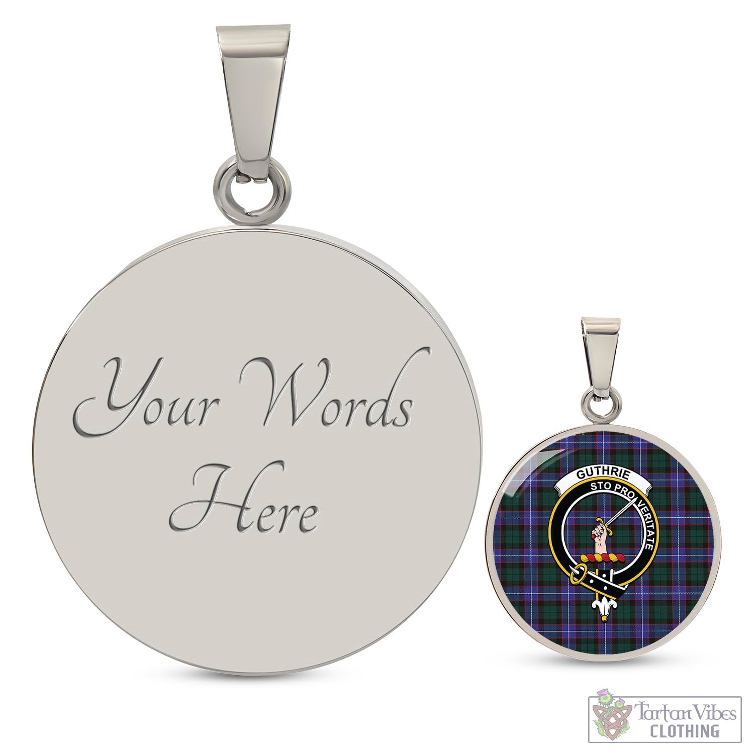 Tartan Vibes Clothing Guthrie Modern Tartan Circle Necklace with Family Crest