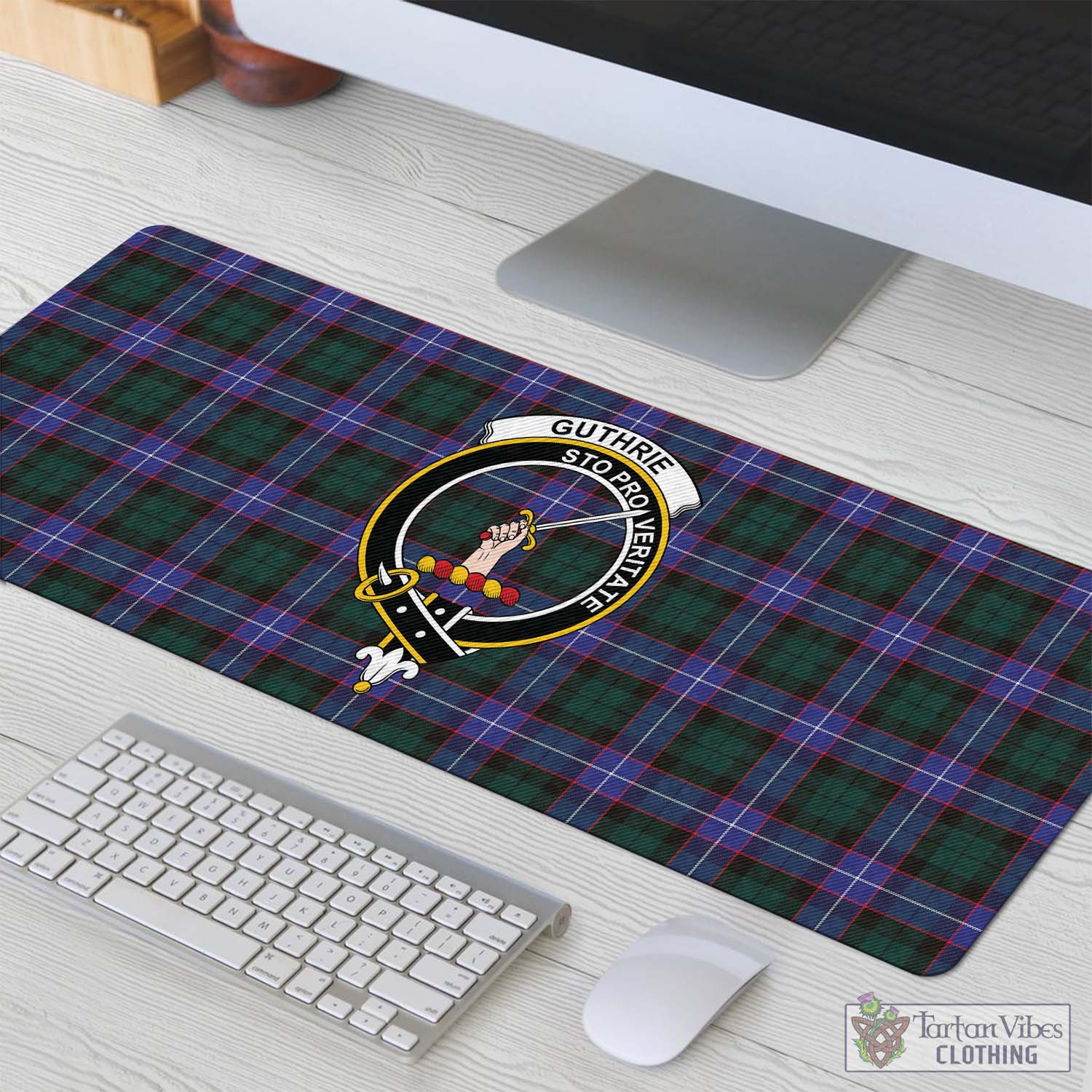 Tartan Vibes Clothing Guthrie Modern Tartan Mouse Pad with Family Crest