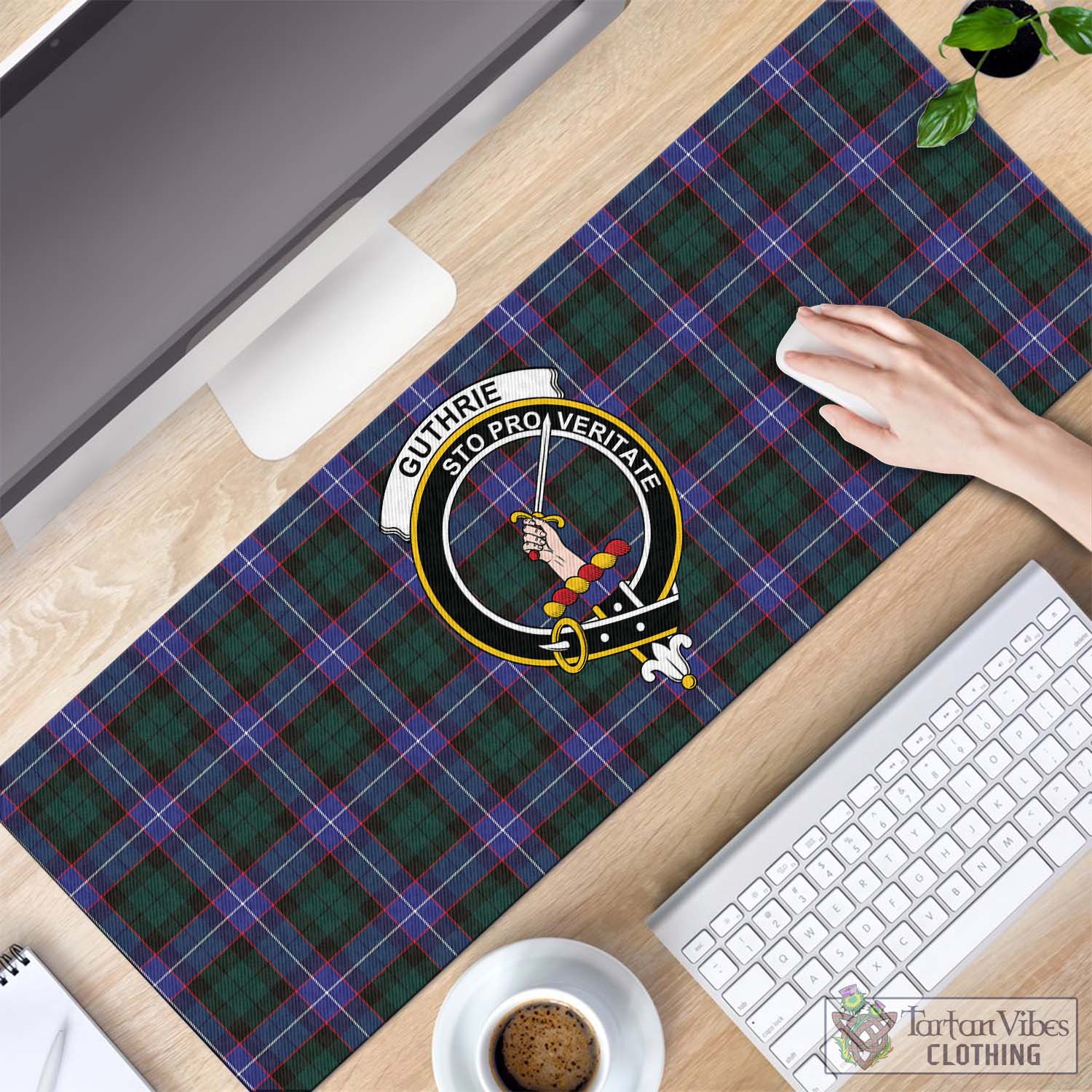 Tartan Vibes Clothing Guthrie Modern Tartan Mouse Pad with Family Crest