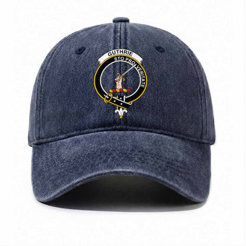 Guthrie Scottish Clan Crest Washed Baseball Cap One Size (Adjustable) Navy - Tartan Vibes Clothing