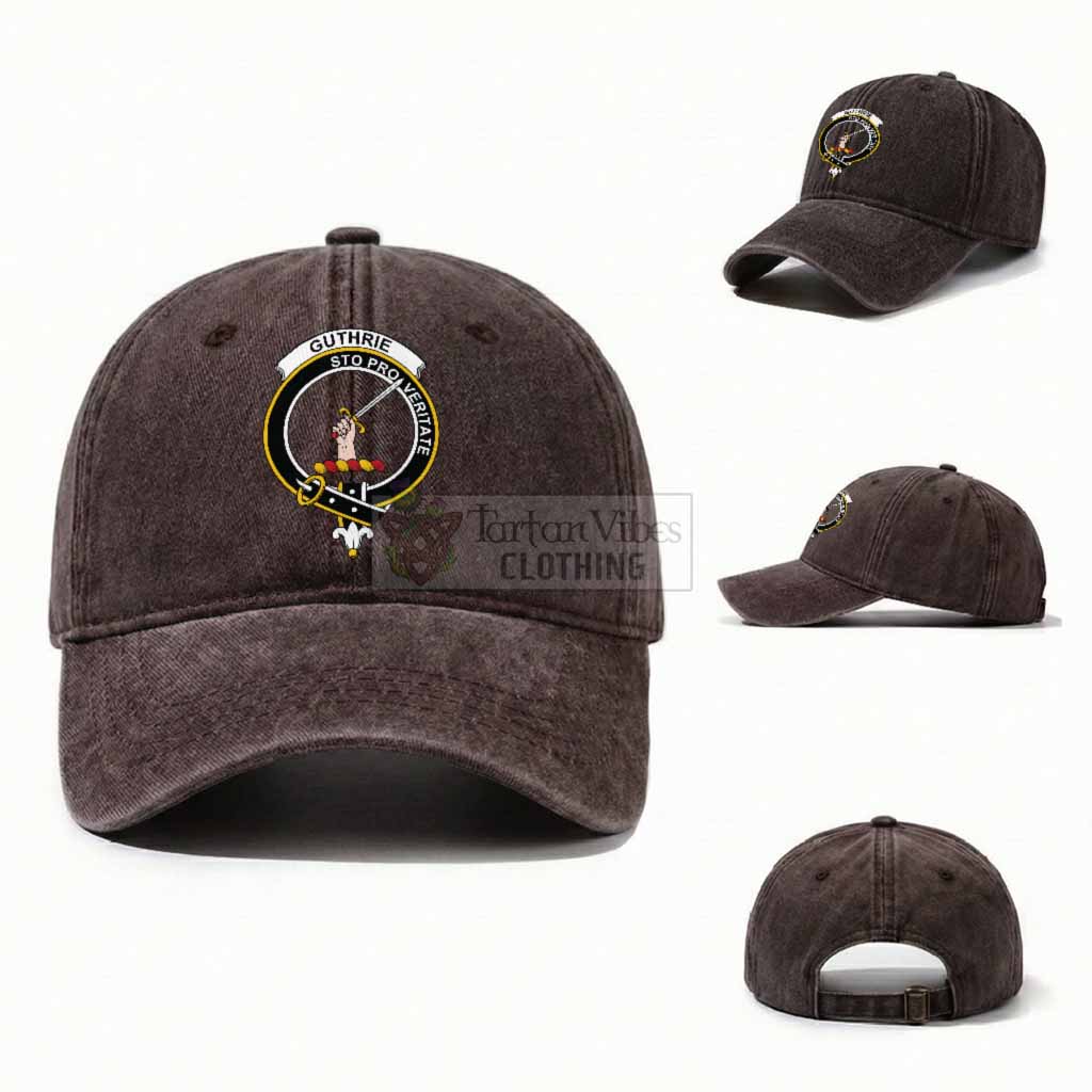 Guthrie Scottish Clan Crest Washed Baseball Cap One Size (Adjustable) Coffee - Tartan Vibes Clothing