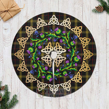 Gwynn Tartan Christmas Tree Skirt with Thistle Celtic Knot Style