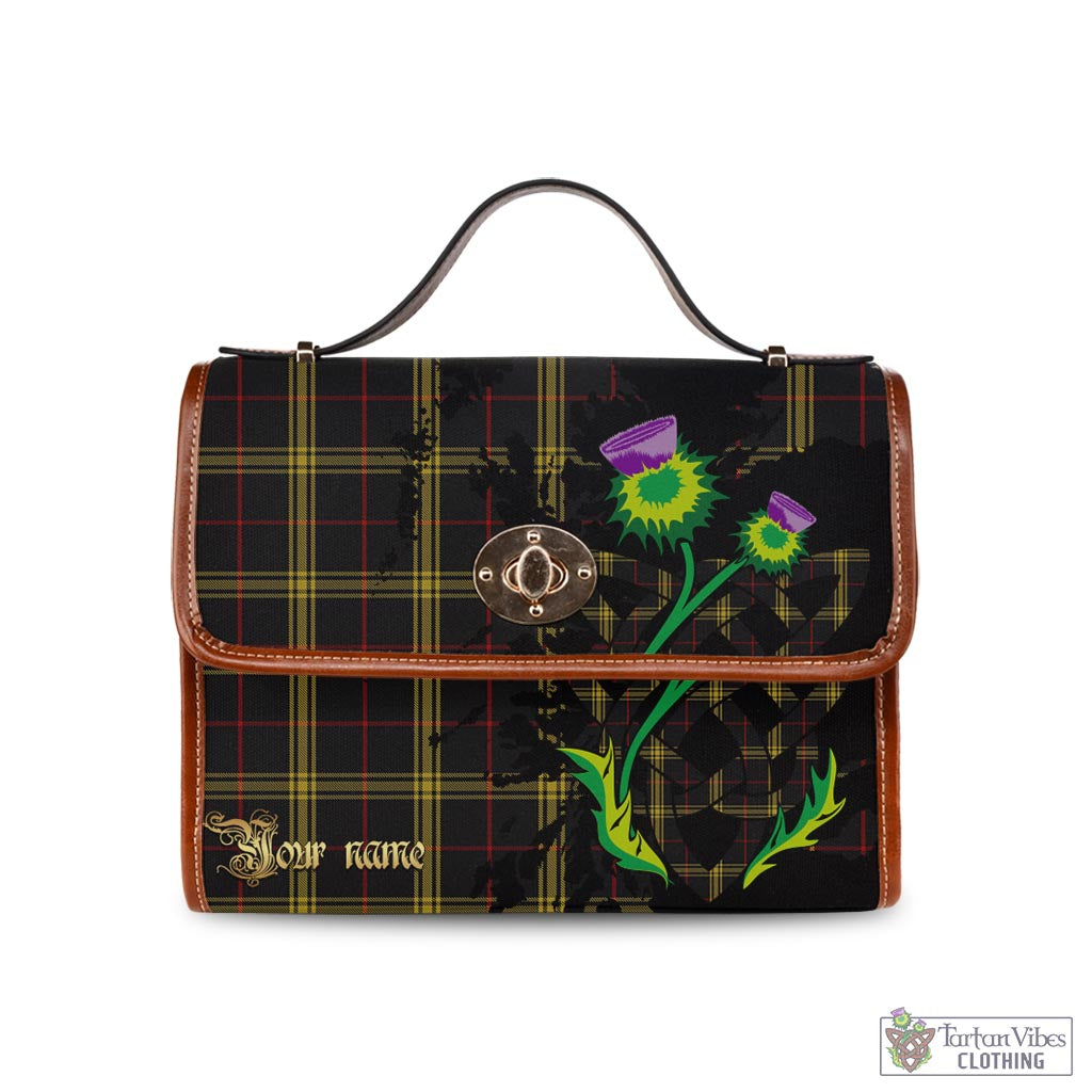 Tartan Vibes Clothing Gwynn Tartan Waterproof Canvas Bag with Scotland Map and Thistle Celtic Accents