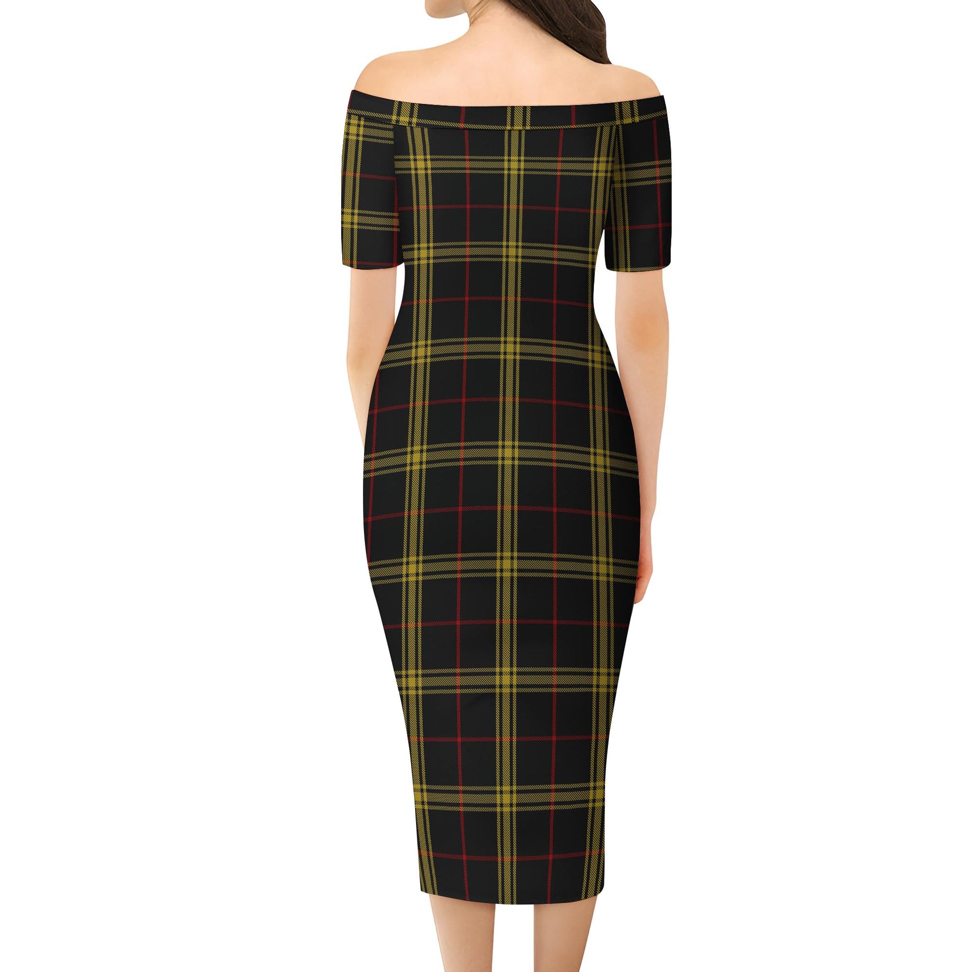 Gwynn Tartan Off Shoulder Lady Dress - Tartanvibesclothing