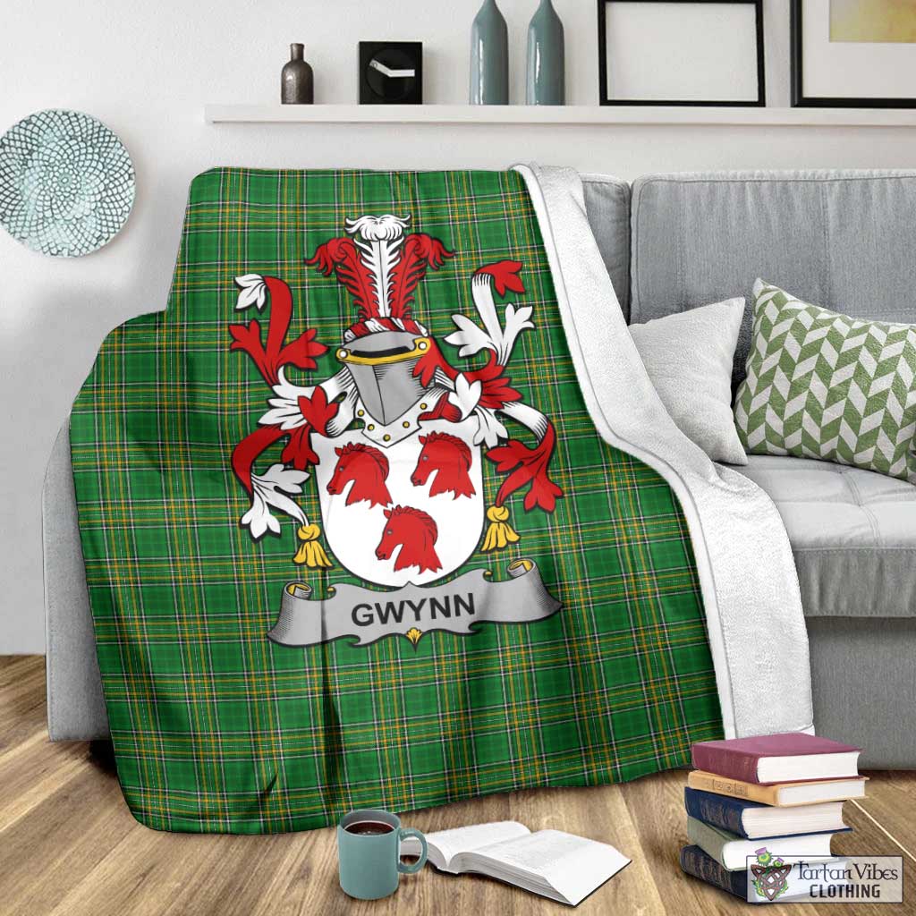 Tartan Vibes Clothing Gwynn Irish Clan Tartan Blanket with Coat of Arms