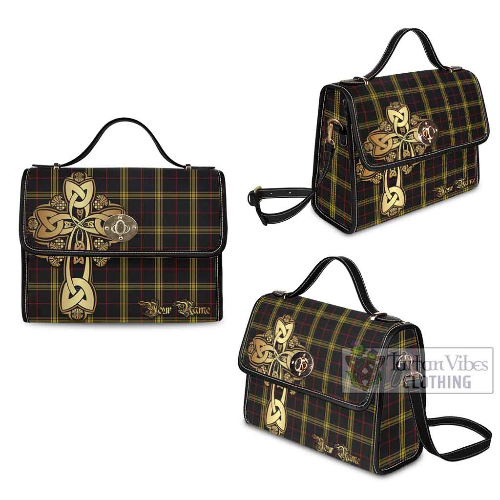 Tartan Vibes Clothing Gwynn Tartan Waterproof Canvas Bag Golden Thistle Celtic Cross Style