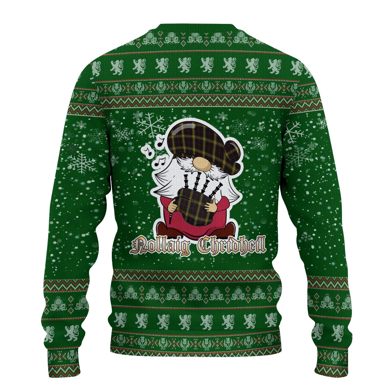 Gwynn Clan Christmas Family Knitted Sweater with Funny Gnome Playing Bagpipes - Tartanvibesclothing