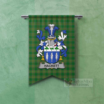 Hackett Irish Clan Tartan Gonfalon, Tartan Banner with Coat of Arms Fishtail - Tartan Vibes Clothing