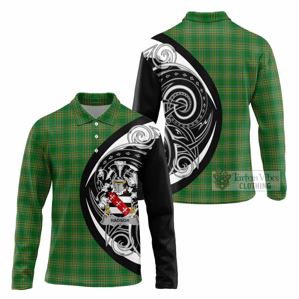 Hadsor Irish Clan Long Sleeve Polo Shirt Celtic Circle Style - Tartan Vibes Clothing