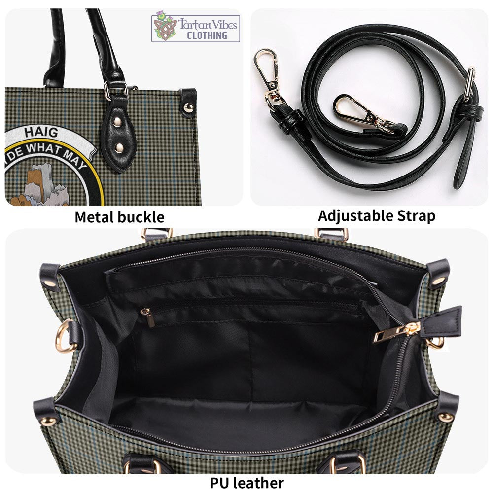 Tartan Vibes Clothing Haig Tartan Luxury Leather Handbags with Family Crest