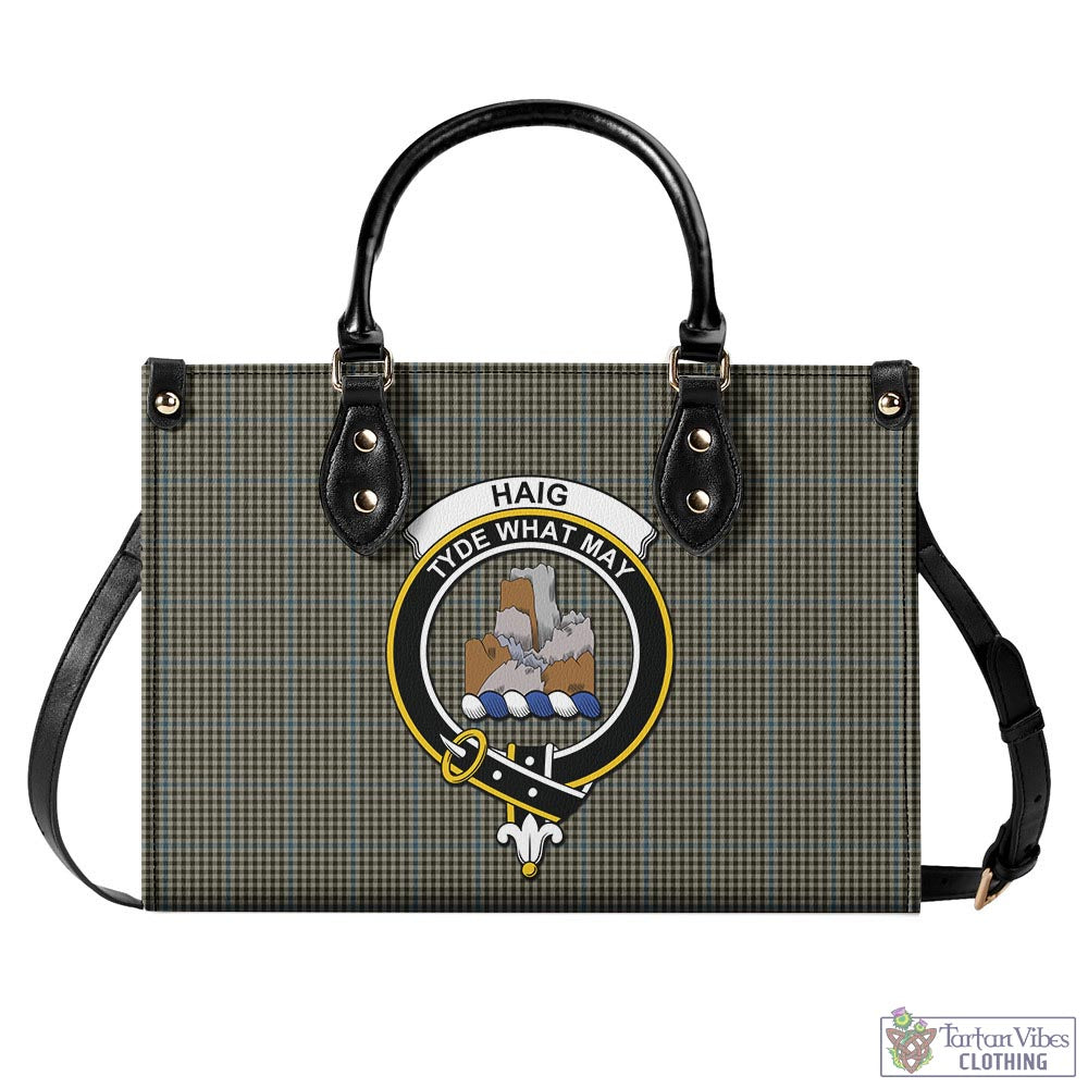 Tartan Vibes Clothing Haig Tartan Luxury Leather Handbags with Family Crest