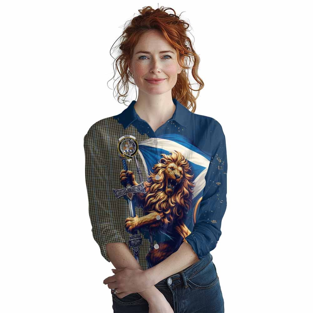 Tartan Vibes Clothing Haig Tartan Family Crest Women's Casual Shirt with Scottish Majestic Lion