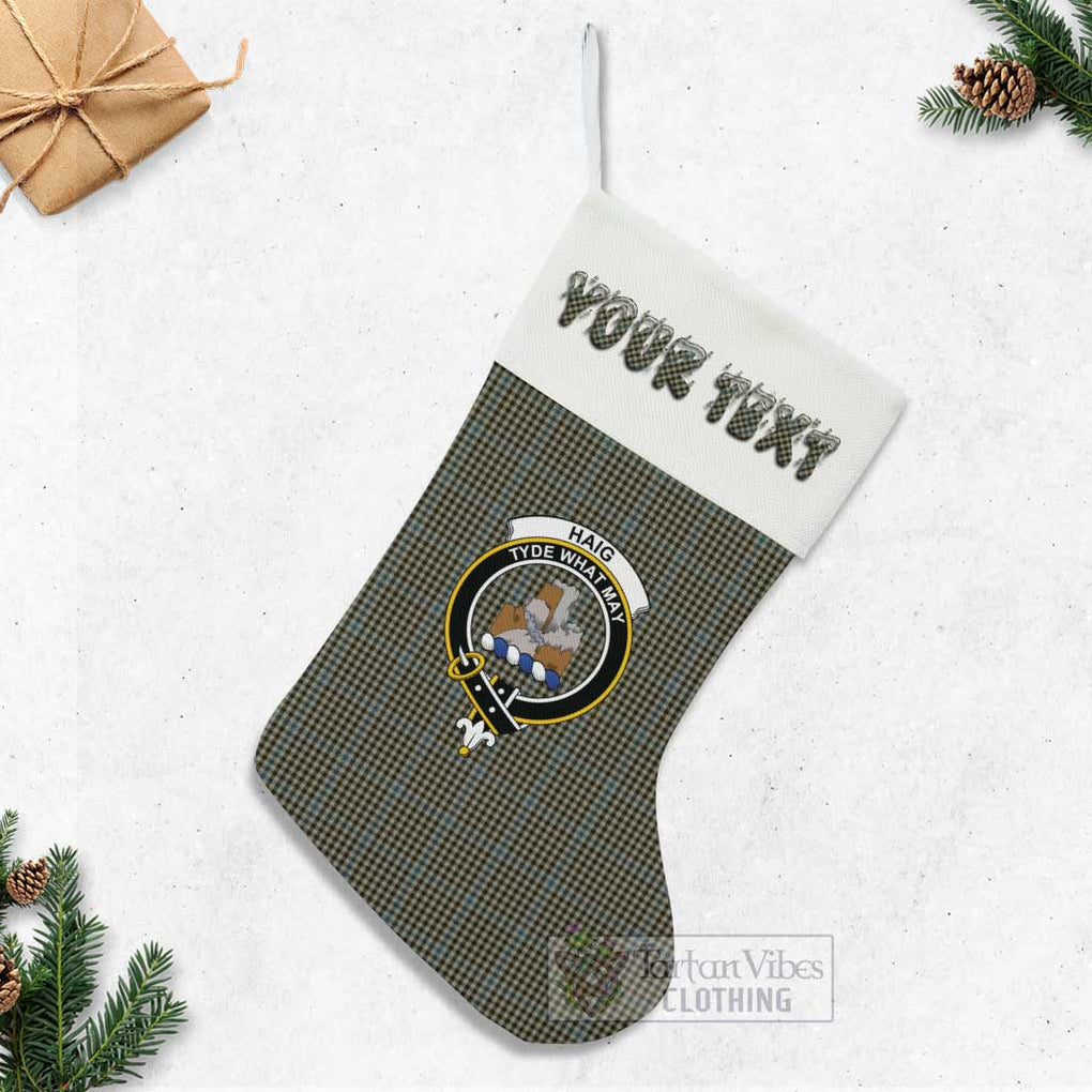 Tartan Vibes Clothing Haig Tartan Family Crest Christmas Stocking with Personalized Text