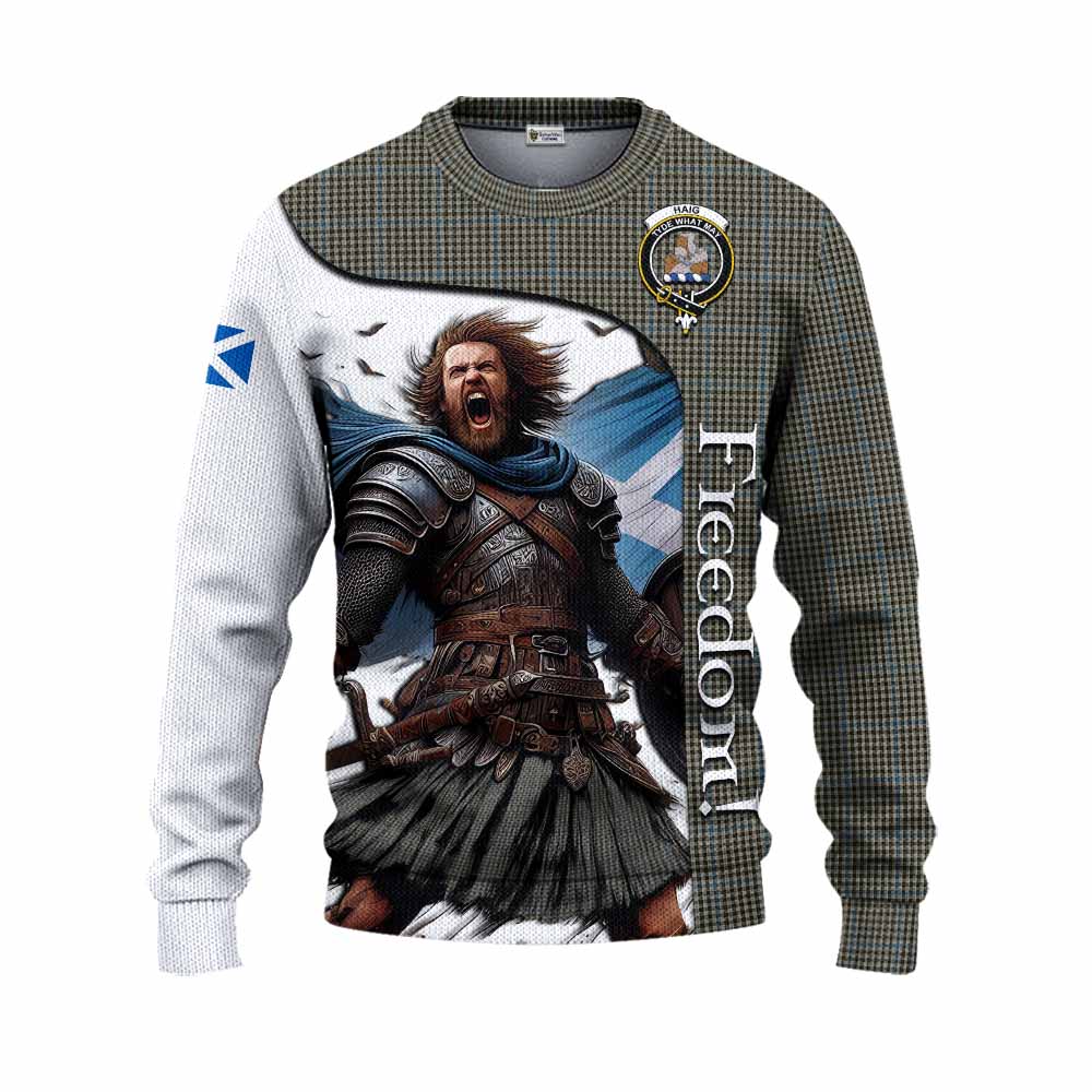 Tartan Vibes Clothing Haig Crest Tartan Knitted Sweater Inspired by the Freedom of Scottish Warrior