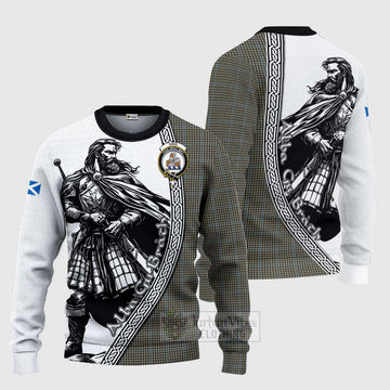 Haig Tartan Clan Crest Knitted Sweater with Highlander Warrior Celtic Style