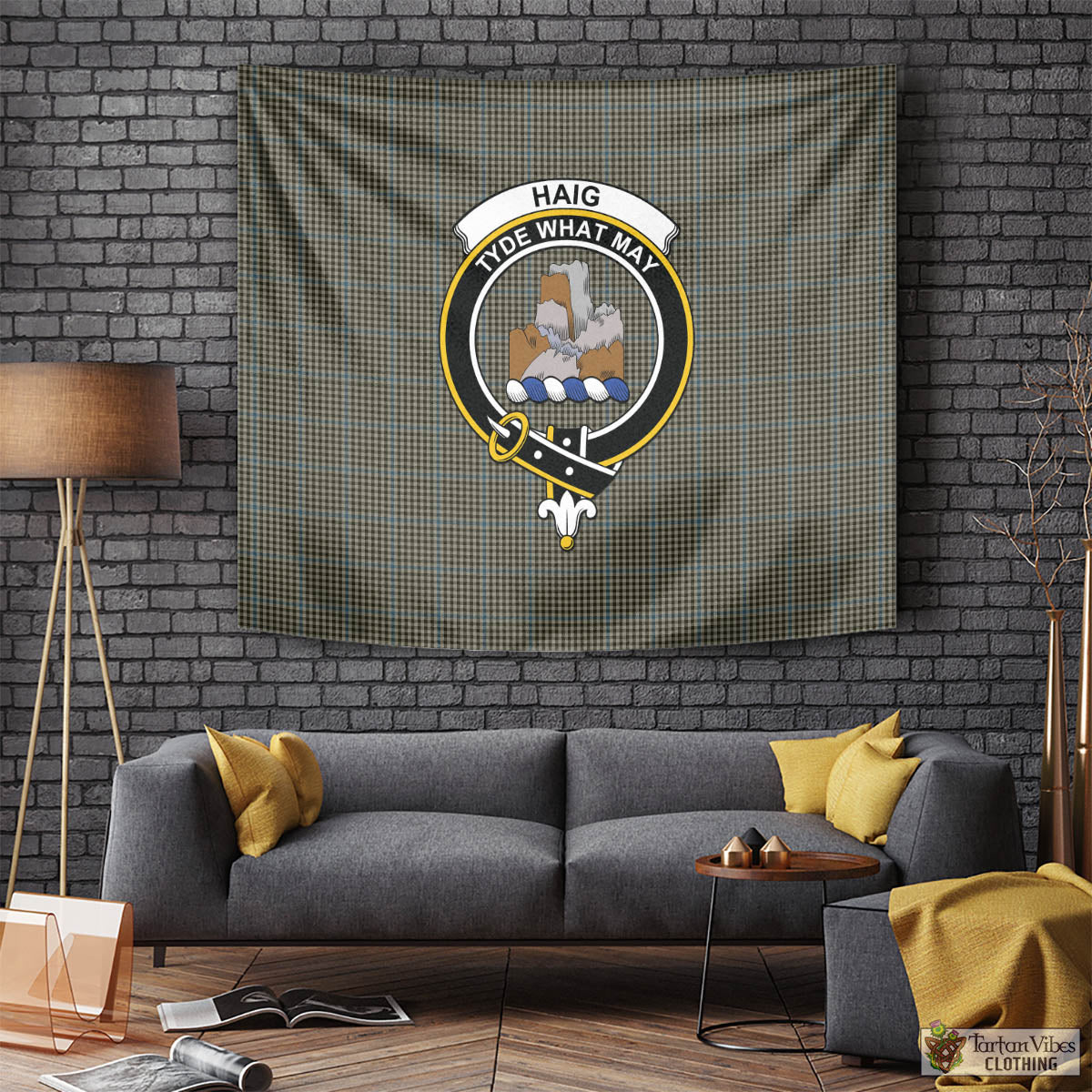 Tartan Vibes Clothing Haig Tartan Tapestry Wall Hanging and Home Decor for Room with Family Crest