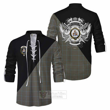 Haig Tartan Ghillie Kilt Shirt with Family Crest and Military Logo Style