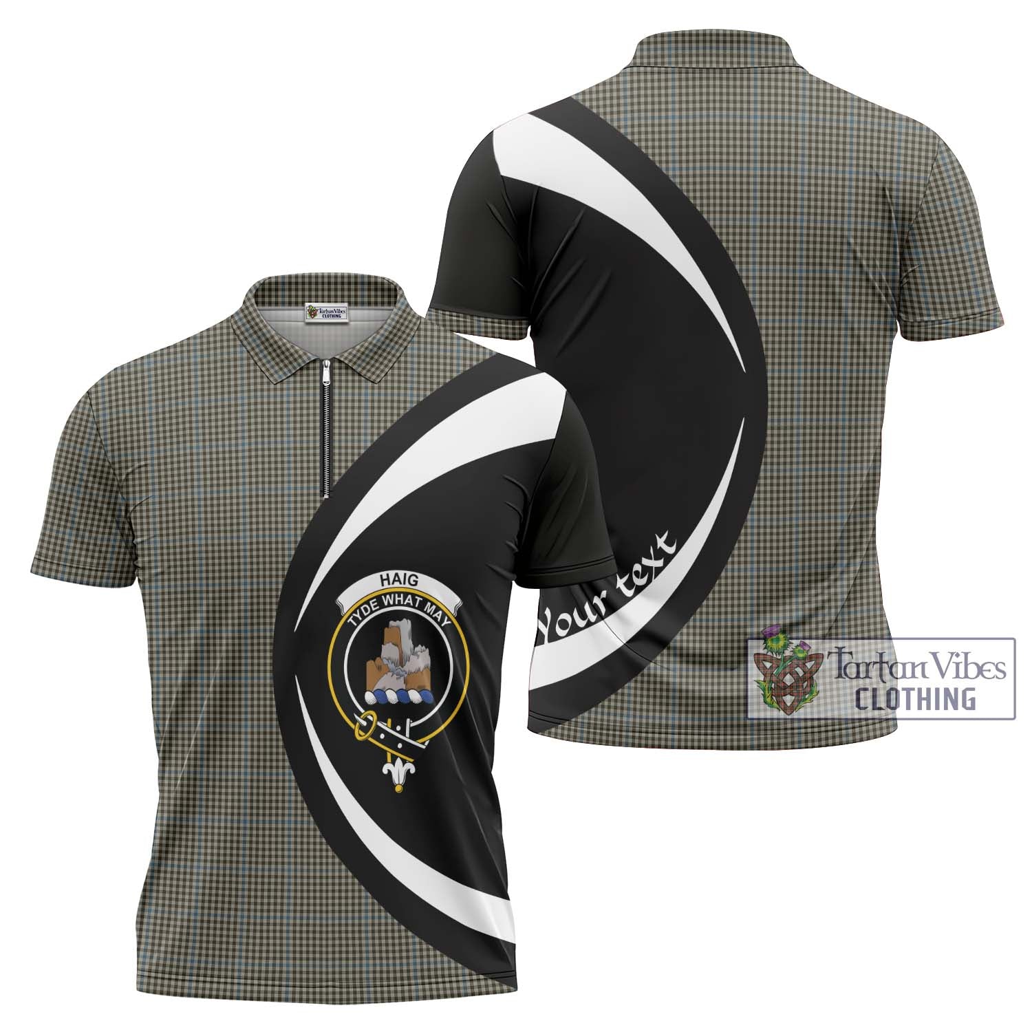 Tartan Vibes Clothing Haig Tartan Zipper Polo Shirt with Family Crest Circle Style