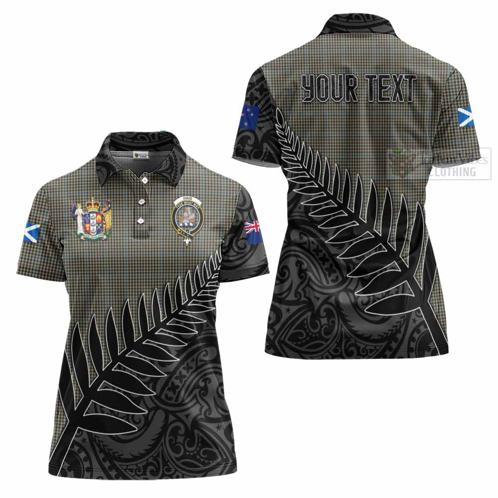 Tartan Vibes Clothing Haig Crest Tartan Women's Polo Shirt with New Zealand Silver Fern Half Style