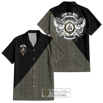 Haig Tartan Short Sleeve Button Shirt with Family Crest and Military Logo Style